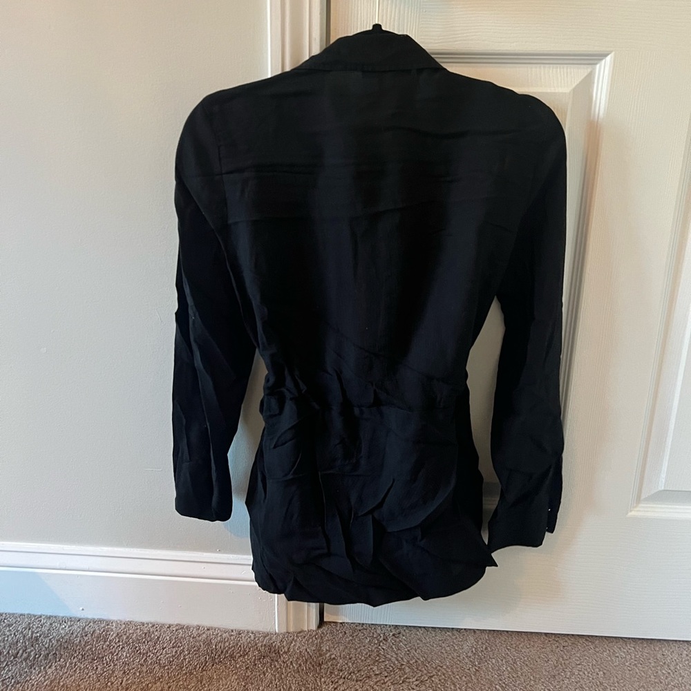 Cinched waist button down shirt